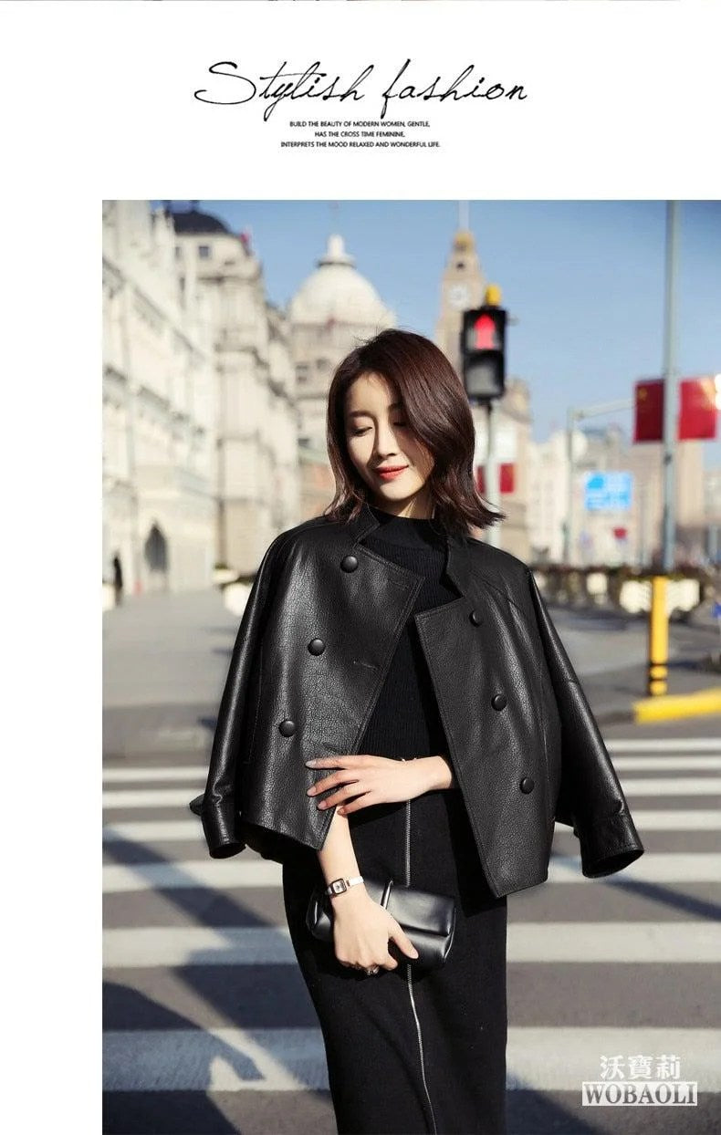 Kitana Poncho Leather Jacket-9
