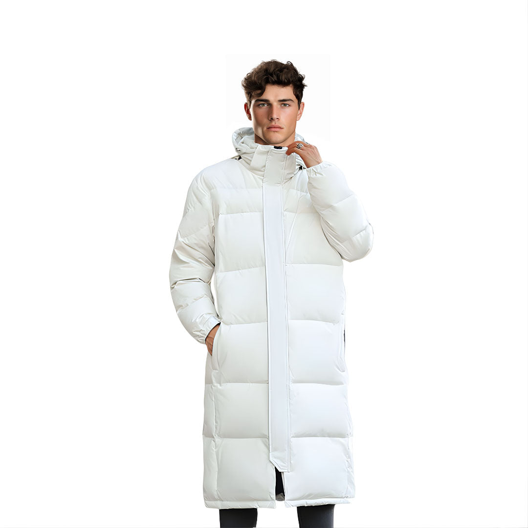NNEAGS abbee White 2XL Winter Hooded Overcoat Long Jacket Stylish Lightweight Quilted Warm Puffer Coat-0
