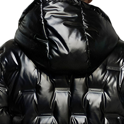 NNEAGS abbee Black XL Winter Hooded Glossy Down Jacket Stylish Lightweight Quilted Warm Puffer Coat-2
