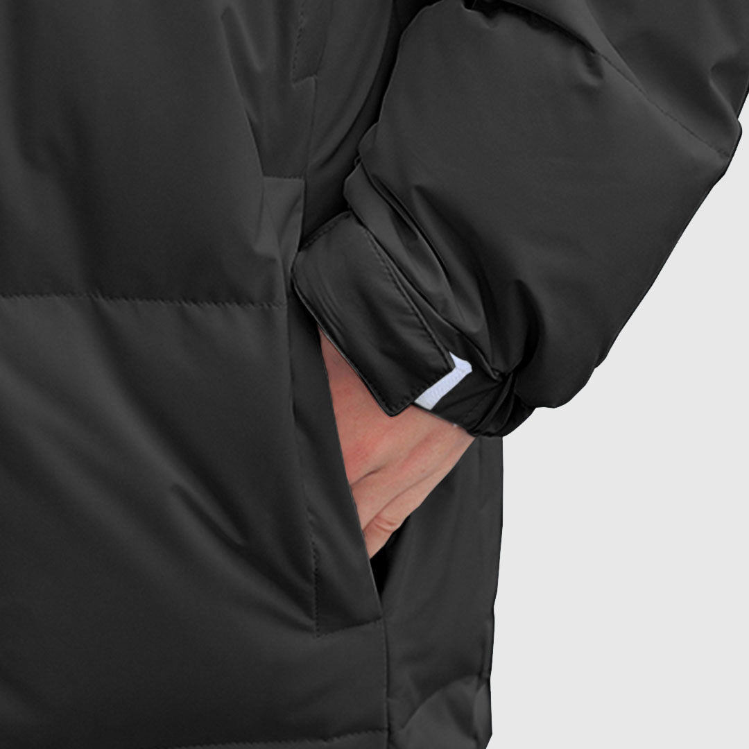 NNEAGS abbee Black 2XL Winter Hooded Overcoat Long Jacket Stylish Lightweight Quilted Warm Puffer Coat-3