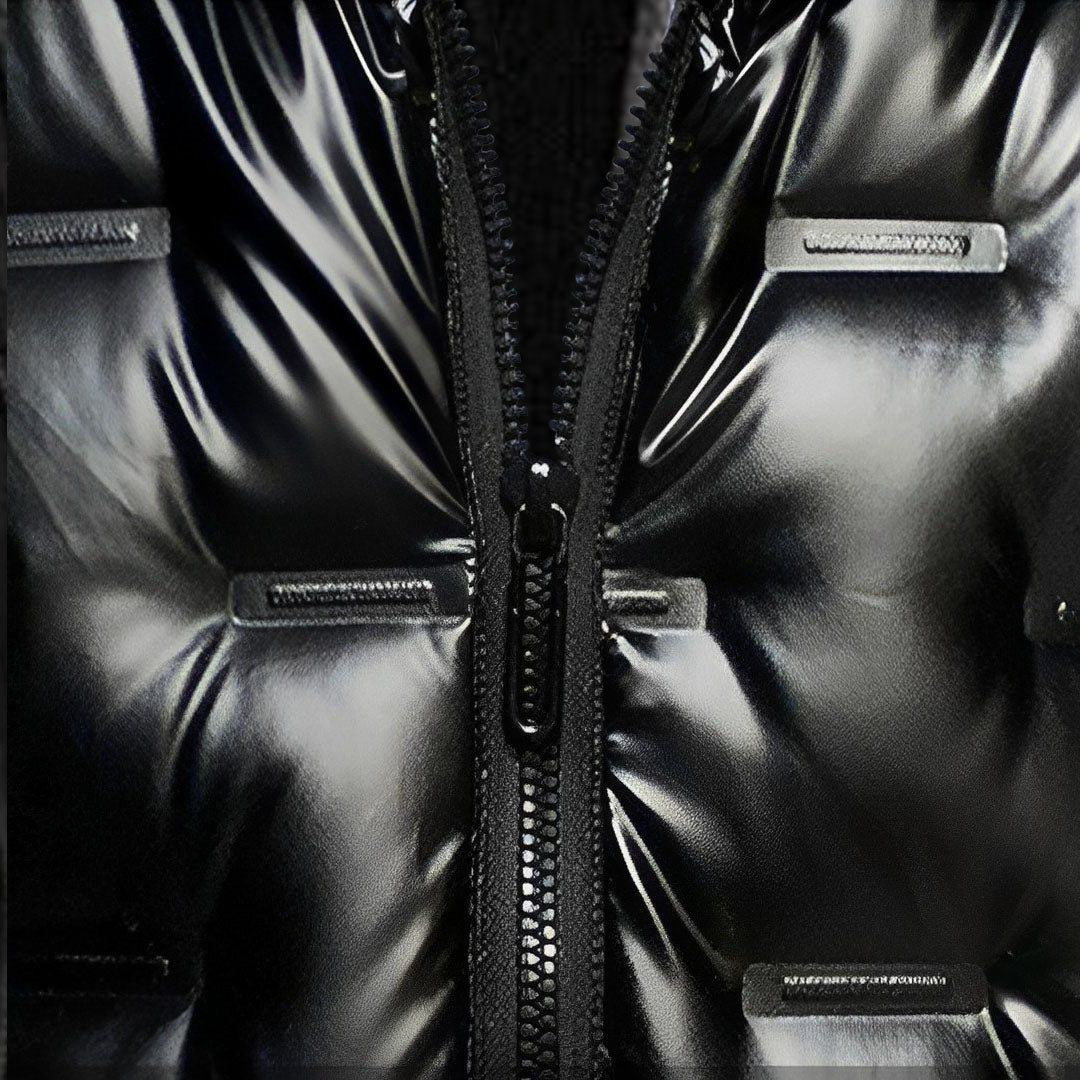 NNEAGS abbee Black XL Winter Hooded Glossy Down Jacket Stylish Lightweight Quilted Warm Puffer Coat-3