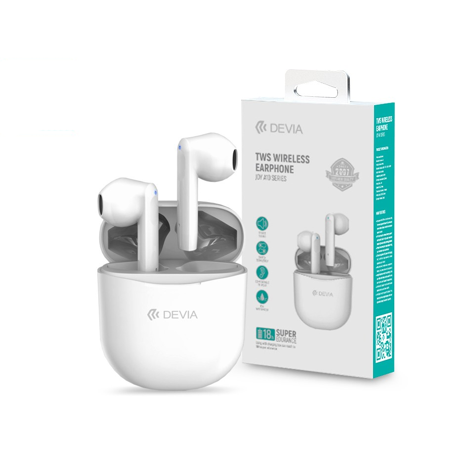 Devia TWS Bluetooth sztereó headset v5.0 + töltőtok - Devia Joy A10 Series True Wireless Earphones with Charging Case - fehér (ST351075)-0
