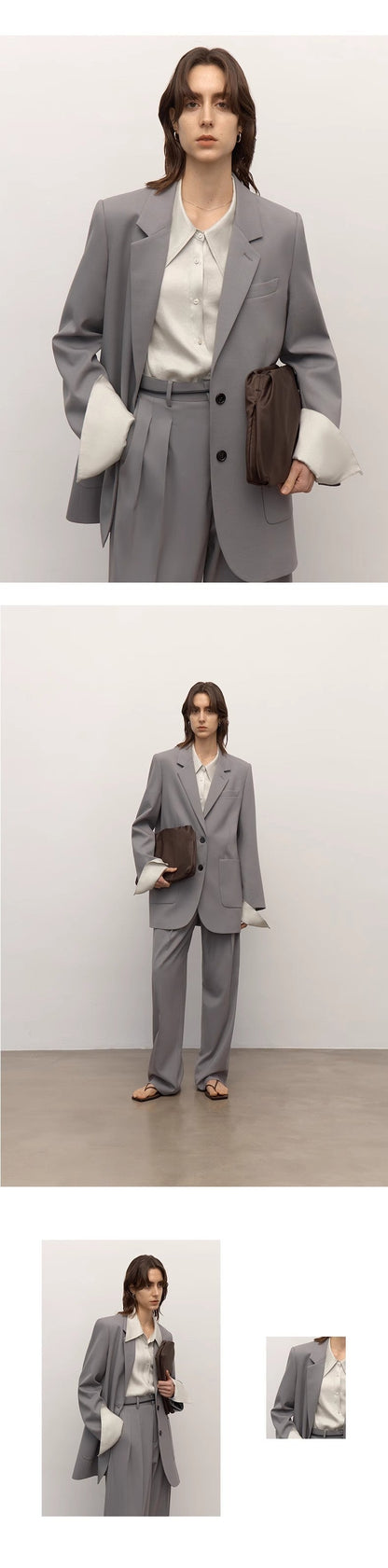 Heavy fine twill worsted wool, asymmetrical collar design, basic classic two-button suit-3
