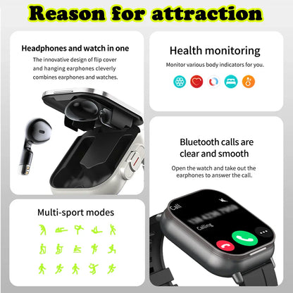 2-in-1 Smart Watch with Earphones Bluetooth GPS (Black)-2
