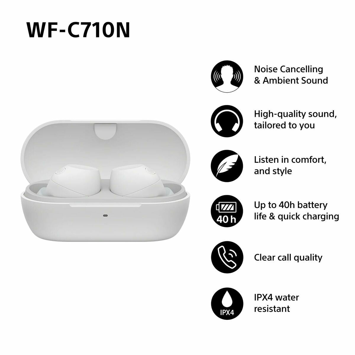 Wireless Earphones with Charging Case Sony WFC710NW BLANCO White-2