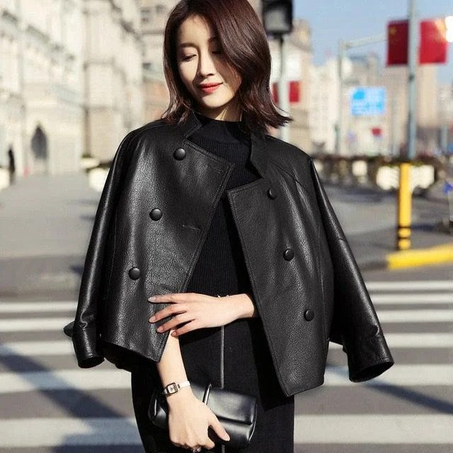 Kitana Poncho Leather Jacket-11