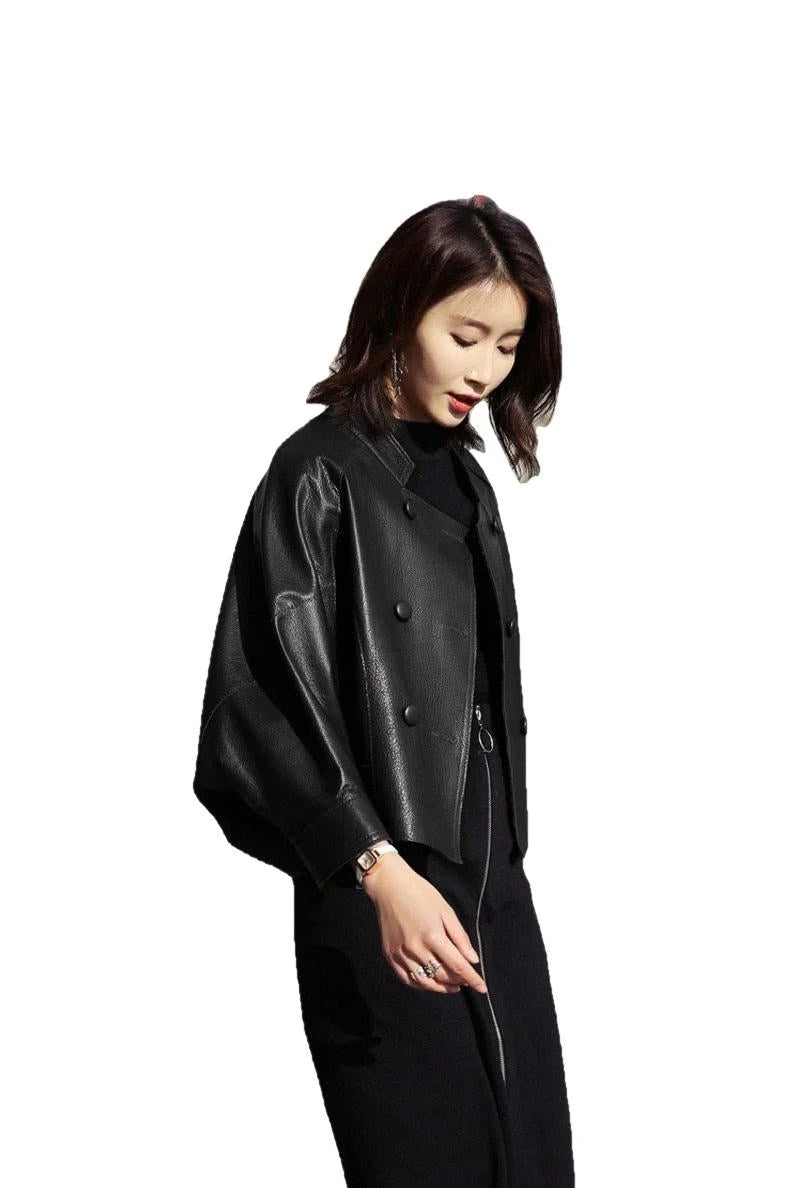 Kitana Poncho Leather Jacket-4