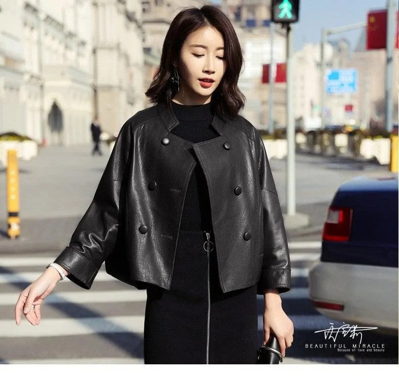 Kitana Poncho Leather Jacket-5