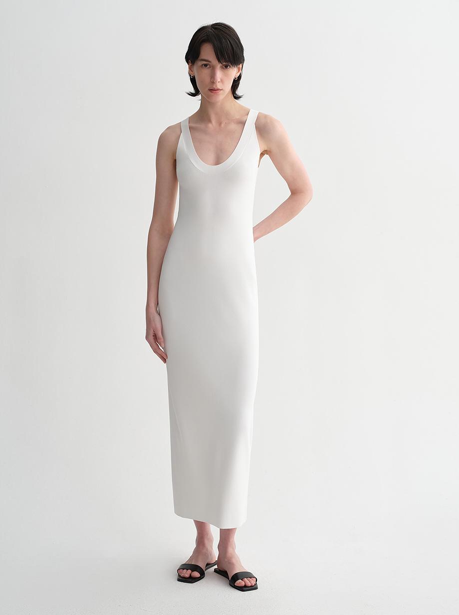 Silk blended/U-neck two-way wear smooth and silky skin-friendly elegant slim  tencel dress for women-0