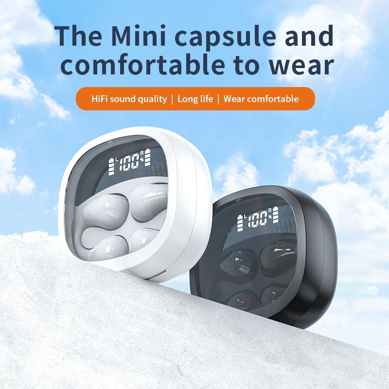 NNEDSZ Smart Digital Display Bluetooth Earphones With Transparent Capsule Design-2