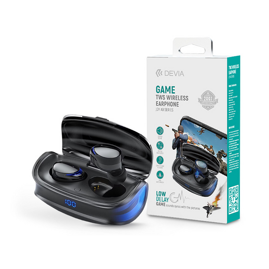 Devia TWS Bluetooth стерео слушалки v5.0 + кутия за зареждане - Devia Joy A9 Game Series True Wireless Earphones with Charging Case - черни (ST351051)-0