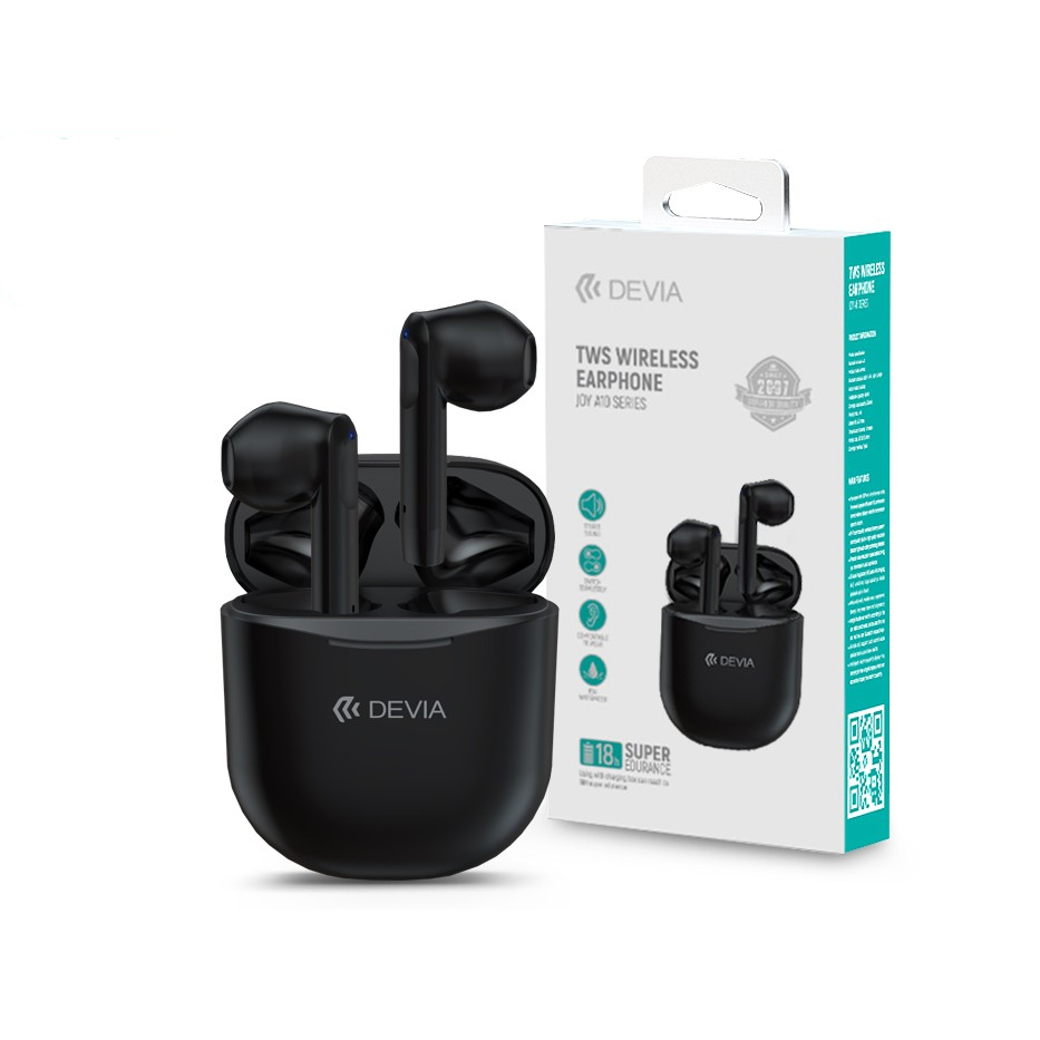 Devia TWS Bluetooth sztereó headset v5.0 + töltőtok - Devia Joy A10 Series True Wireless Earphones with Charging Case - fekete (ST351068)-0