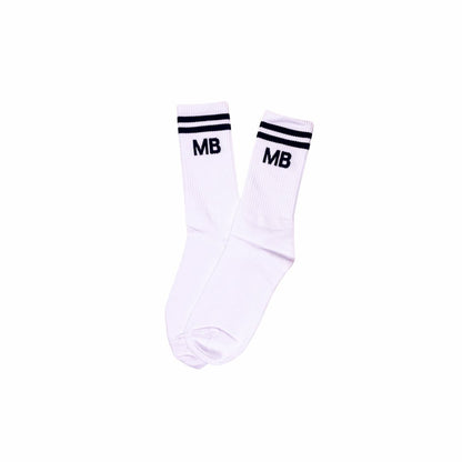 Classic White and Black Stripe Athleisure Unisex Crew Socks-0