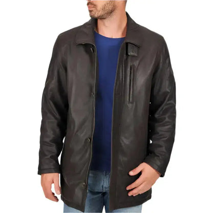 Men’s Black Leather Sport Coat-0