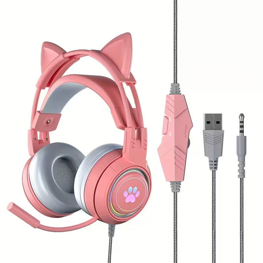 NNETM Cat Ear Gaming Headphones with RGB Lights-0