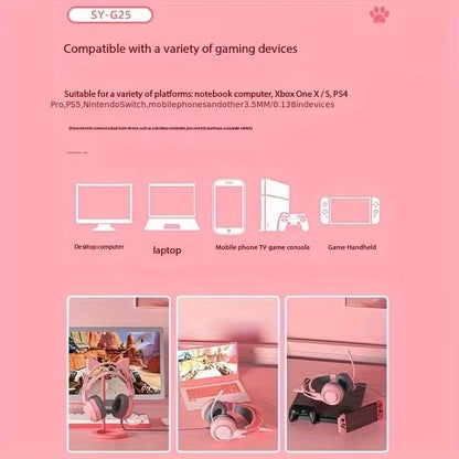 NNETM Cat Ear Gaming Headphones with RGB Lights-3