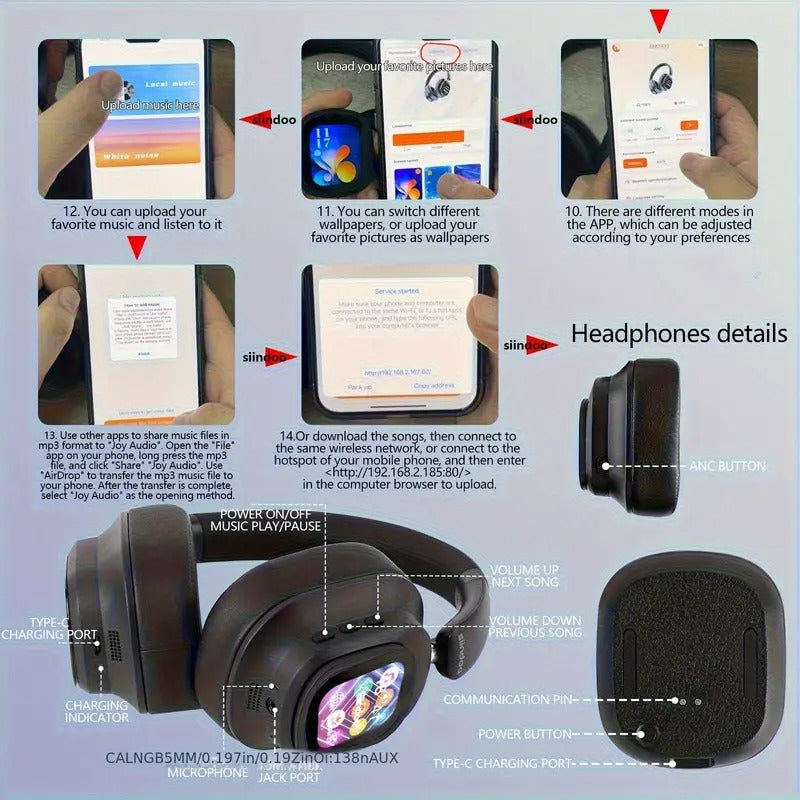 NNETM Hybrid Active Noise Cancelling Wireless Headphones-3