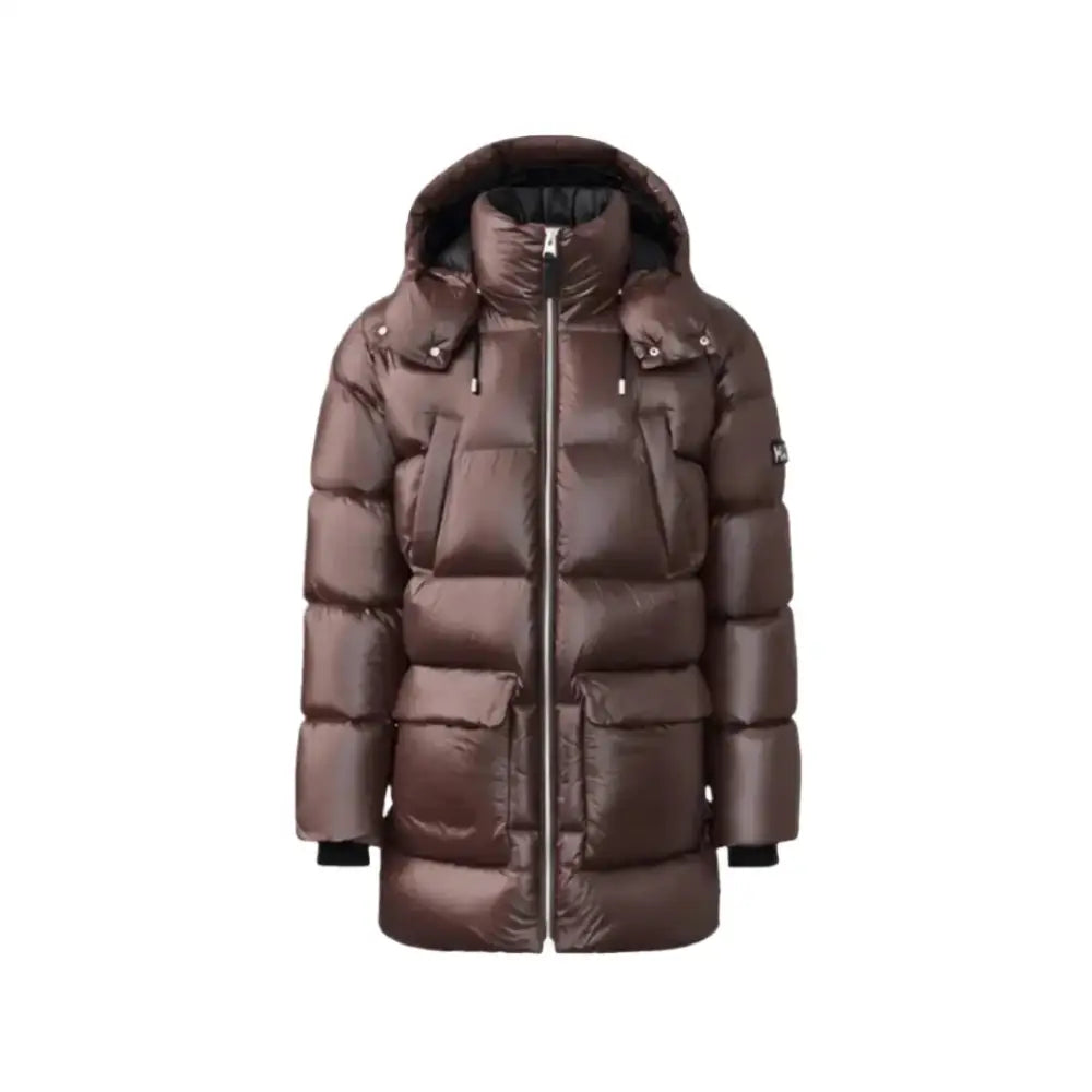 Men’s Chocolate Brown Trench Puffer Coat-0