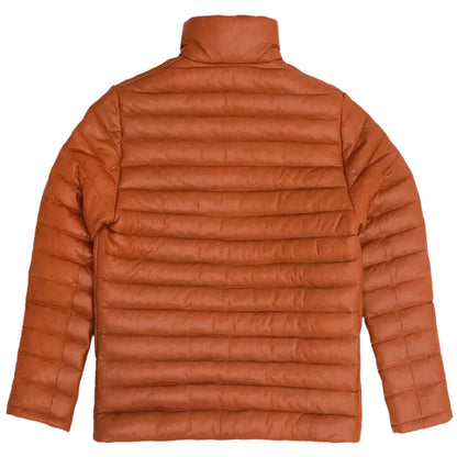 Mens Quilted Lambskin Leather Puffer Jacket-2