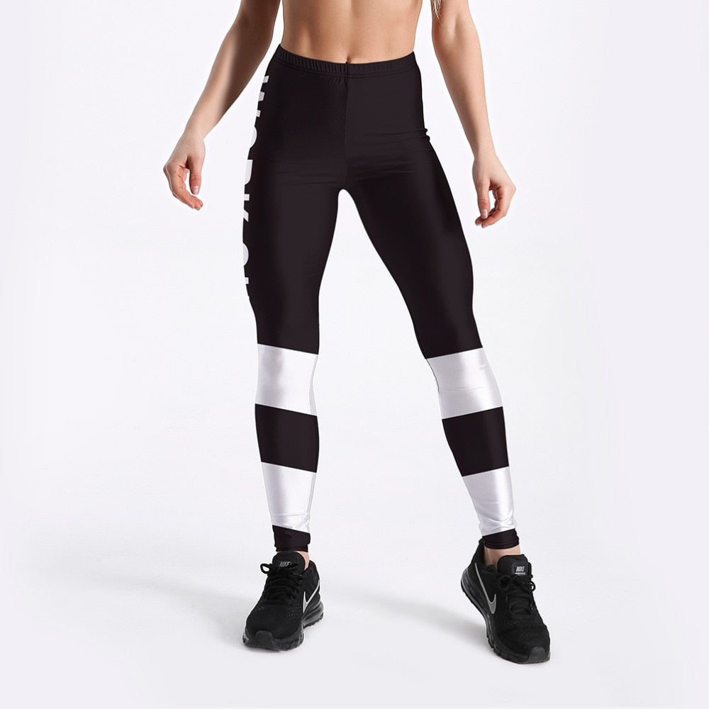 Fashion Workout Women Leggings Fitness Athleisure Clothing White Letter Printed Leggings  S-4XL-4