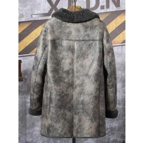 Men's Shearling Bomber Jacket Hunting Leather Jacket Winter Coat-1